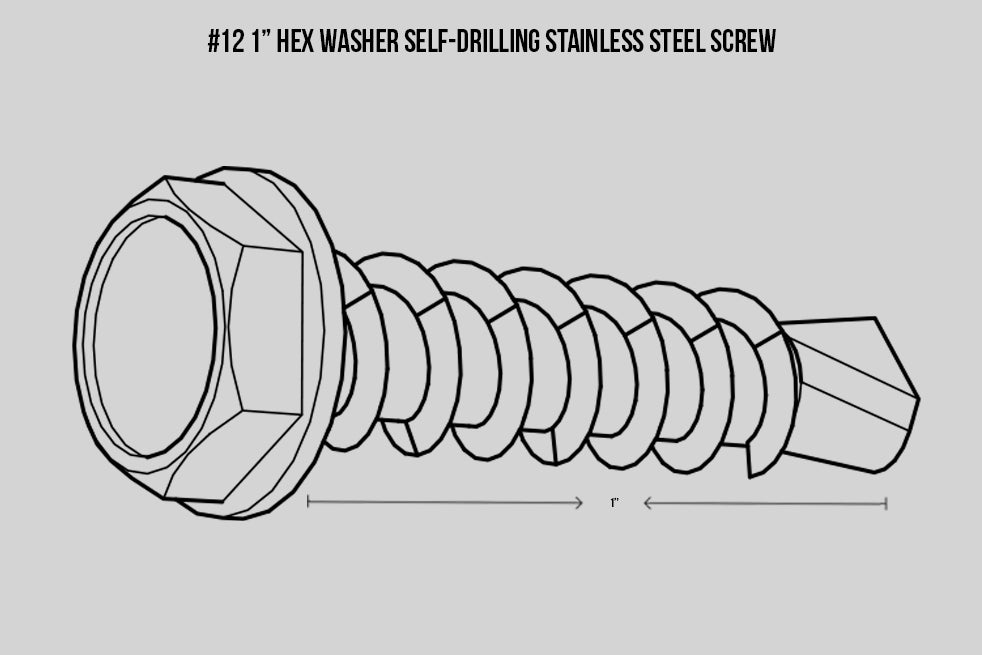 Self-Tapping Tek Screws #12 1" Stainless Steel (pack of 50)